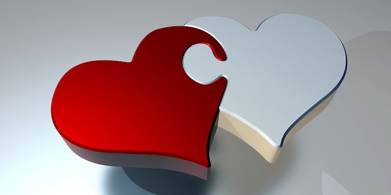 two heart shaped jigsaw pieces fitted together