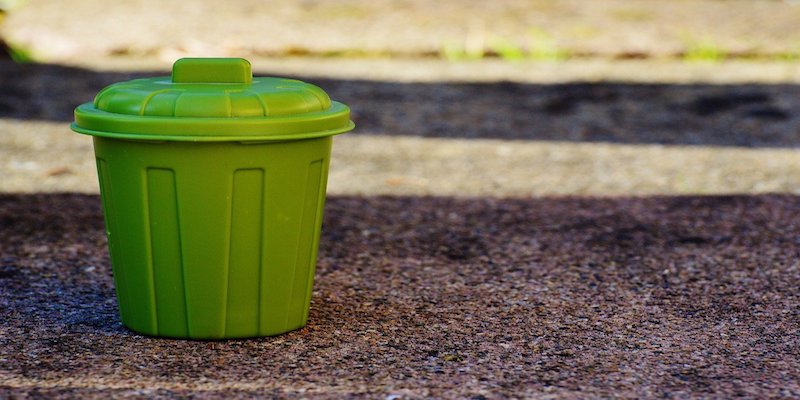green garbage can